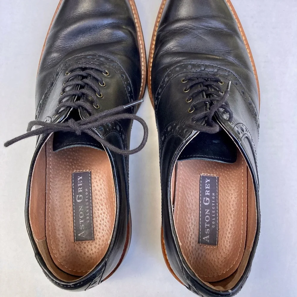 ASTON GREY Mens Black Leather Oxford Shoes Size 8.5